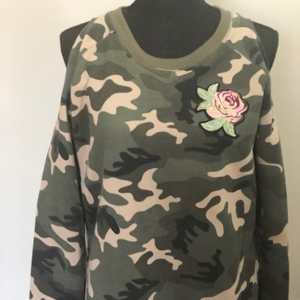 Camo Cold Shoulder Crew Neck by Lili Sport